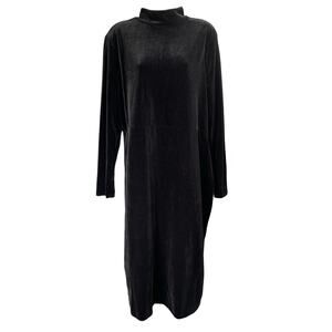 Express Dress Womens XL Black Velvet Velour Long Sleeve Mock Neck Maxi